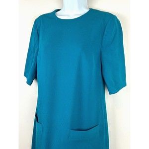 Trina Turk Teal Green Shift Dress with Front Pockets Size Medium